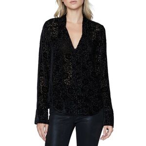 Paige x Morris & Co. - Vyenna Floral Velvet Burnout Blouse In Black